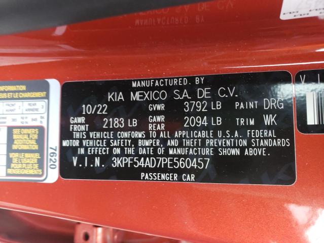 3KPF54AD7PE560457 - 2023 KIA FORTE GT LINE ORANGE photo 13