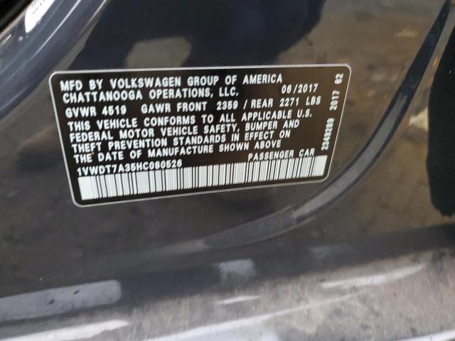 1VWDT7A35HC080526 - 2017 VOLKSWAGEN PASSAT R-LINE ნაცრისფერი ფოტო 12