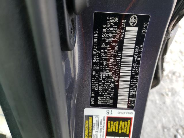 4T1BK1EB2DU014849 - 2013 TOYOTA AVALON BASE 灰色 照片 12