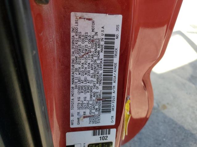 5TETX22N89Z644081 - 2009 TOYOTA TACOMA ACCESS CAB წითელი ფოტო 12