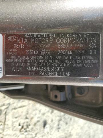 KNAFX4A67E5139131 - 2014 KIA FORTE LX BROWN photo 12