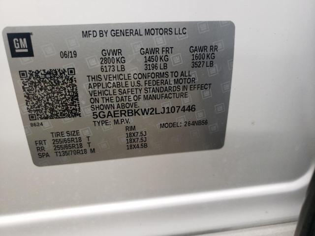 5GAERBKW2LJ107446 - 2020 BUICK ENCLAVE ESSENCE 白色 照片 12