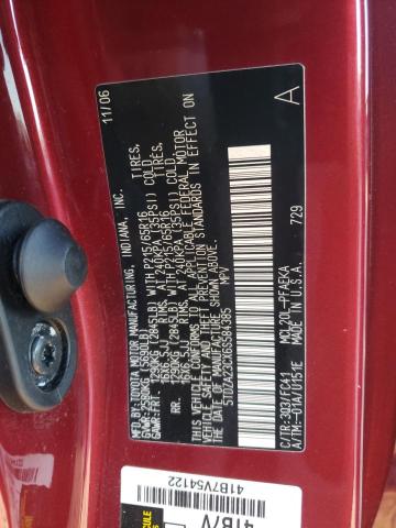 5TDZA23CX6S584385 - 2006 TOYOTA SIENNA CE BURGUNDY photo 13