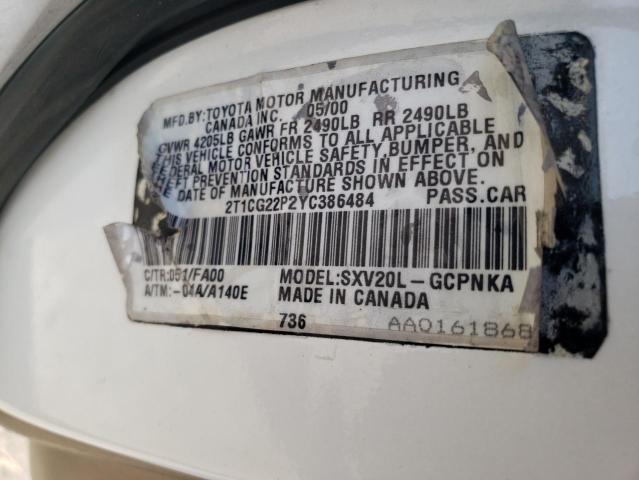 2T1CG22P2YC386484 - 2000 TOYOTA SOLARA SE WHITE photo 13