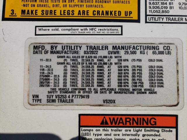 1UYVS2534P7779419 - 2023 UTILITY TRAILER Սպիտակ լուսանկար 10