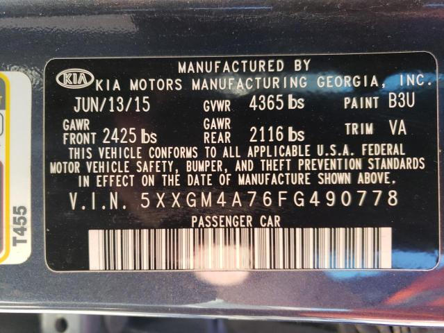 5XXGM4A76FG490778 - 2015 KIA OPTIMA LX GRAY photo 12