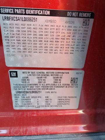 LRBFXCSA1LD086251 - 2020 BUICK ENVISION ESSENCE MAROON photo 14