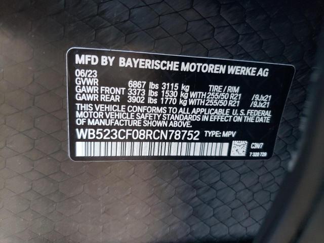 WB523CF08RCN78752 - 2024 BMW IX XDRIVE50 GRAY photo 12