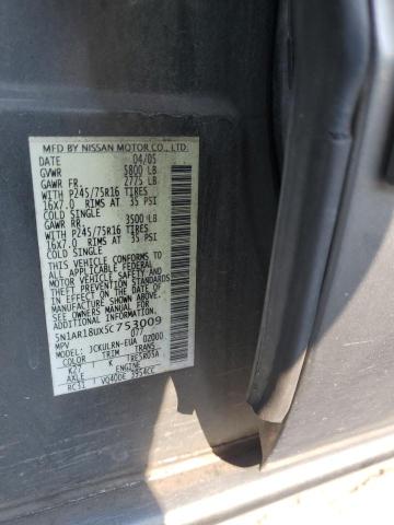 5N1AR18UX5C753009 - 2005 NISSAN PATHFINDER LE 灰色 照片 12