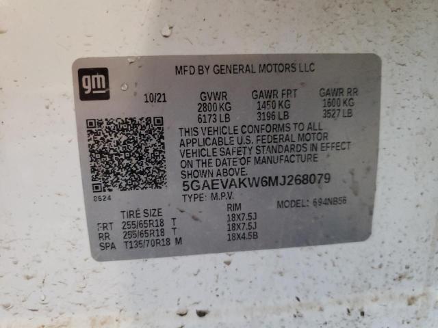 5GAEVAKW6MJ268079 - 2021 BUICK ENCLAVE ESSENCE Սպիտակ լուսանկար 13