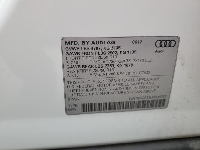 WA1BCCFS9JR008017 - 2018 AUDI Q3 PREMIUM WHITE photo 14