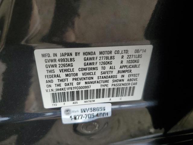 JH4KC1F97FC000997 - 2015 ACURA RLX ADVANCE GRAY photo 12