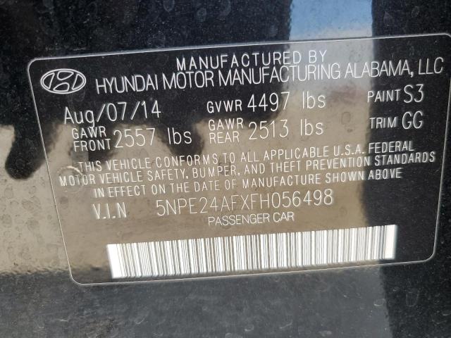 5NPE24AFXFH056498 - 2015 HYUNDAI SONATA SE BLACK photo 13