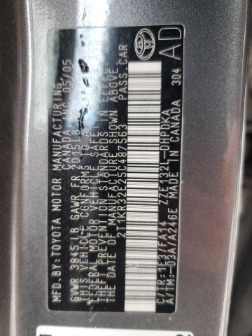 2T1KR32E25C487563 - 2005 TOYOTA COROLLA MA XR CHARCOAL photo 12