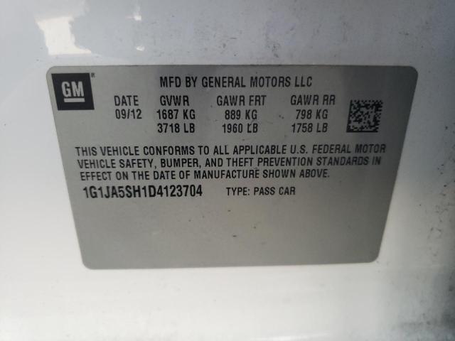 1G1JA5SH1D4123704 - 2013 CHEVROLET SONIC LS 白色 照片 12