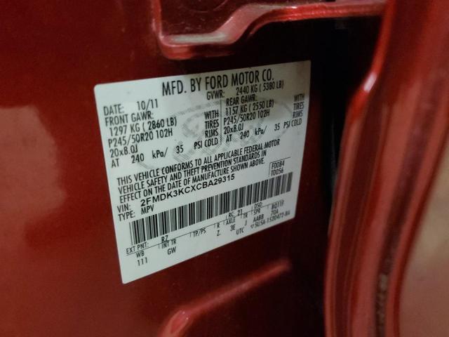 2FMDK3KCXCBA29315 - 2012 FORD EDGE LIMITED RED photo 13