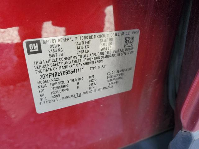 3GYFNBEY0BS541111 - 2011 CADILLAC SRX PERFORMANCE COLLECTION Бордовый фото 12