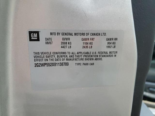 2G2WP552X81138789 - 2008 PONTIAC GRAND PRIX 银色 照片 13