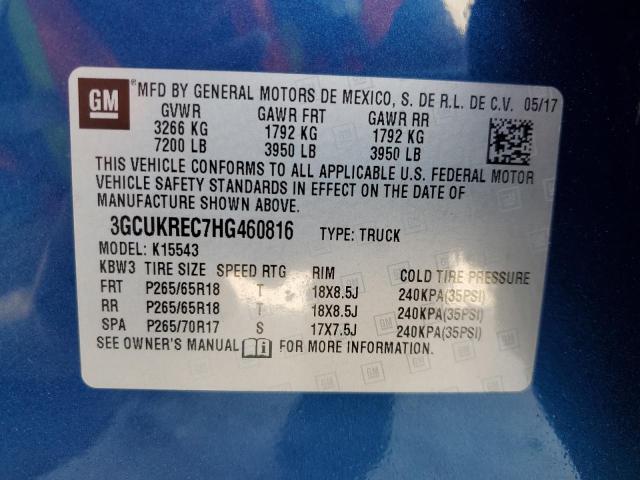 3GCUKREC7HG460816 - 2017 CHEVROLET SILVERADO K1500 LT BLUE photo 12