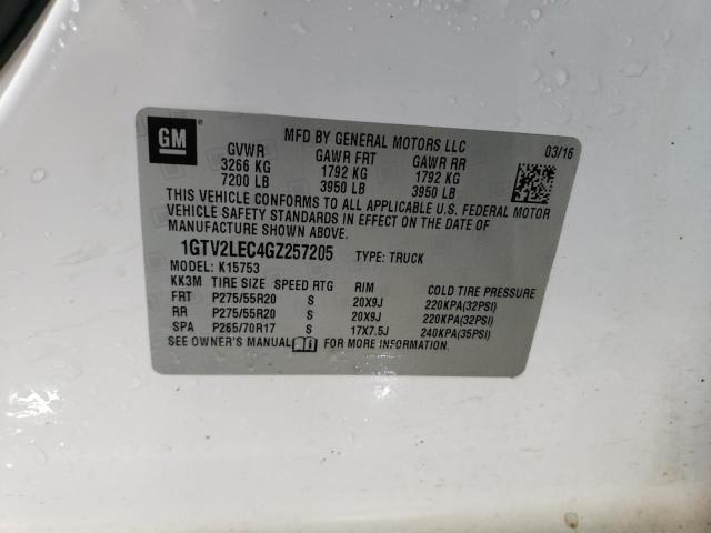 1GTV2LEC4GZ257205 - 2016 GMC SIERRA K1500 WHITE photo 13