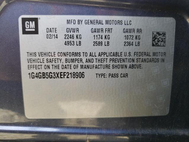 1G4GB5G3XEF218906 - 2014 BUICK LACROSSE BLUE photo 13