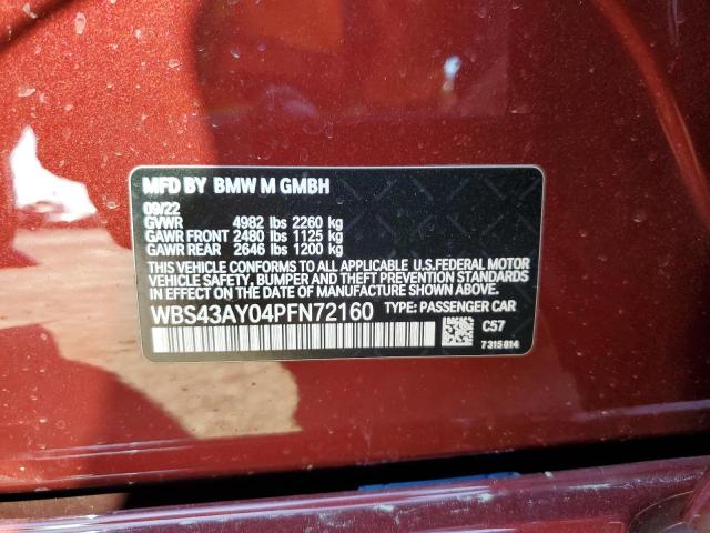 WBS43AY04PFN72160 - 2023 BMW M3 COMPETITION ბურგუნდია ფოტო 13