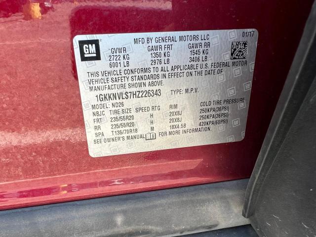 1GKKNVLS7HZ226343 - 2017 GMC ACADIA ALL TERRAIN RED photo 10