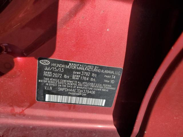 5NPDH4AE7DH379406 - 2013 HYUNDAI ELANTRA GLS RED photo 12