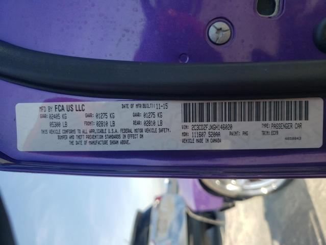 2C3CDZFJXGH146020 - 2016 DODGE CHALLENGER R/T SCAT PACK PURPLE photo 12