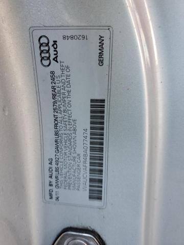 WAUCVAFR4BA077474 - 2011 AUDI S5 PREMIUM PLUS ვერცხლისფერი ფოტო 12