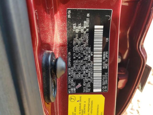 JTEGP21A070129469 - 2007 TOYOTA HIGHLANDER SPORT BURGUNDY photo 12