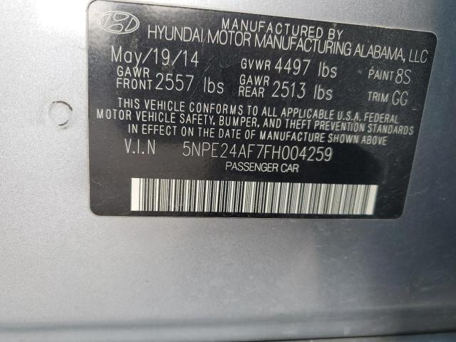 5NPE24AF7FH004259 - 2015 HYUNDAI SONATA SE SILVER photo 12