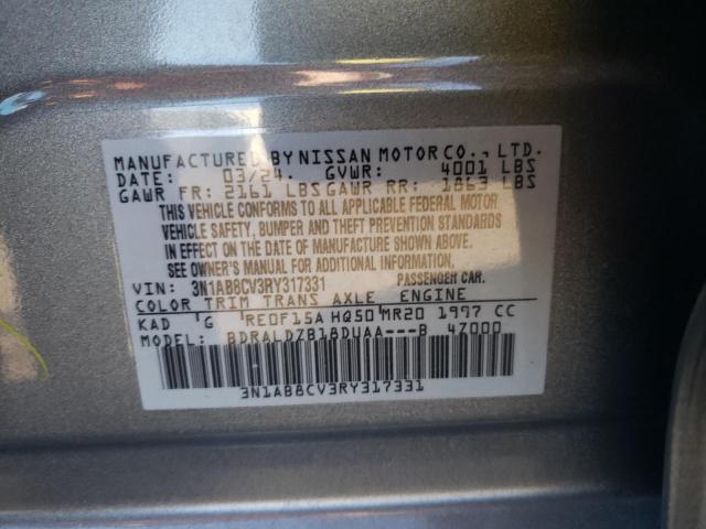 3N1AB8CV3RY317331 - 2024 NISSAN SENTRA SV GRAY photo 12