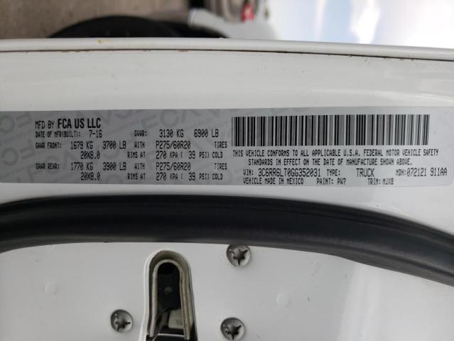 3C6RR6LT0GG352031 - 2016 RAM 1500 SLT WHITE photo 13