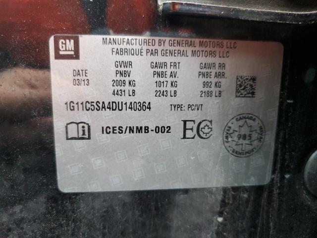 1G11C5SA4DU140364 - 2013 CHEVROLET MALIBU 1LT 黑色 照片 12