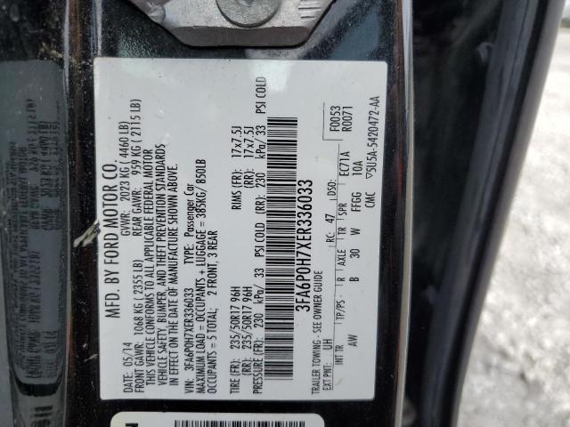 3FA6P0H7XER336033 - 2014 FORD FUSION SE BLACK photo 12