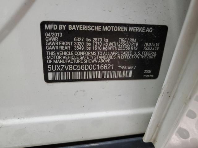 5UXZV8C56D0C16621 - 2013 BMW X5 XDRIVE50I WHITE photo 12