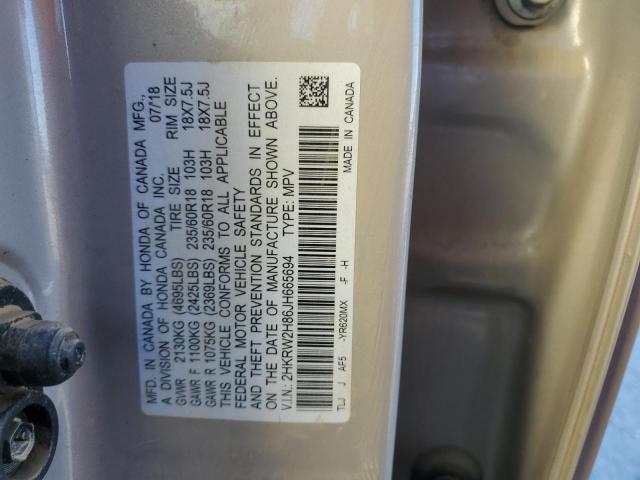 2HKRW2H86JH665694 - 2018 HONDA CR-V EXL SILVER photo 14