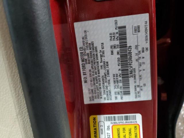 3LN6L5F92JR608426 - 2018 LINCOLN MKZ RESERVE წითელი ფოტო 12