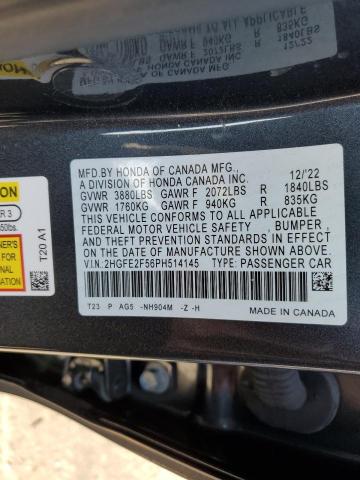 2HGFE2F56PH514145 - 2023 HONDA CIVIC SPORT შავი ფოტო 13