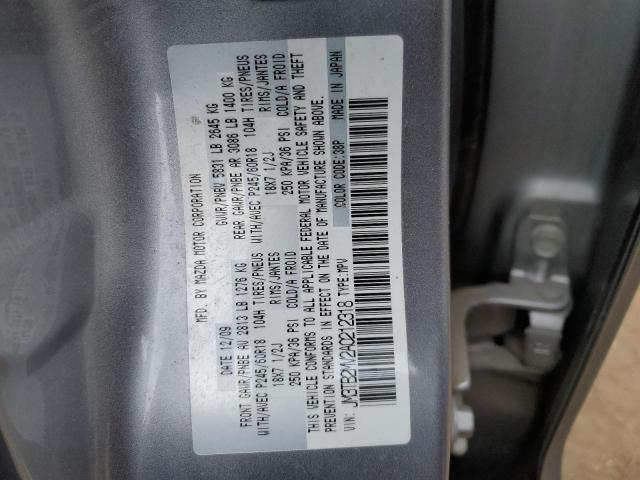 JM3TB2MV2A0212318 - 2010 MAZDA CX-9 GRAY photo 12