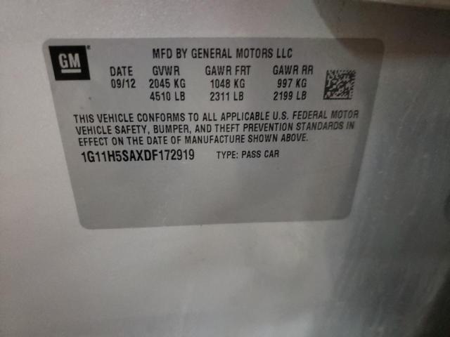 1G11H5SAXDF172919 - 2013 CHEVROLET MALIBU LTZ 银色 照片 12