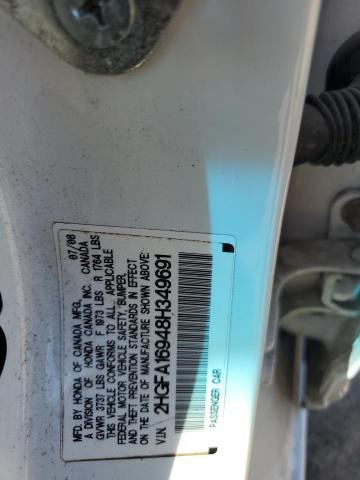 2HGFA16948H349691 - 2008 HONDA CIVIC EXL თეთრი ფოტო 12