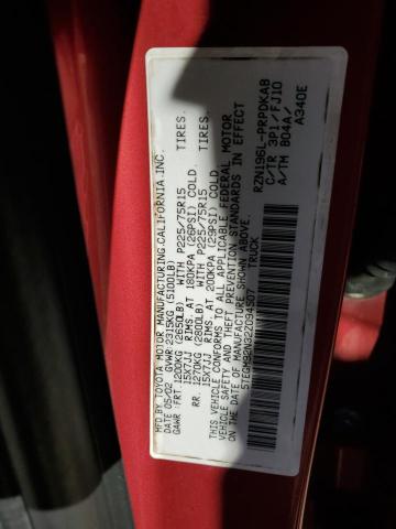 5TEGM92N32Z094507 - 2002 TOYOTA TACOMA DOUBLE CAB PRERUNNER RED photo 12