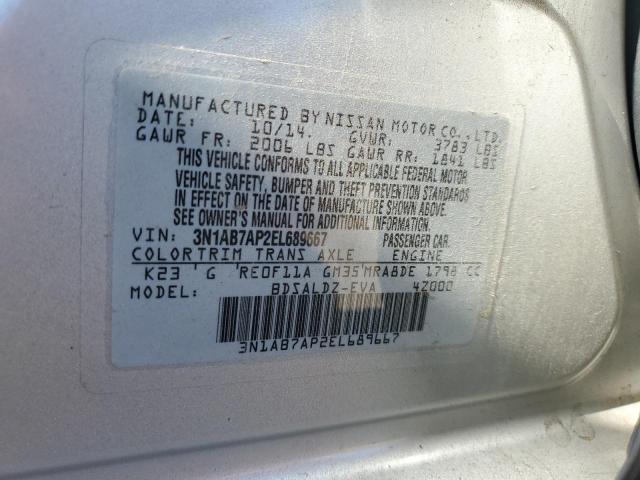 3N1AB7AP2EL689667 - 2014 NISSAN SENTRA S SILVER photo 12