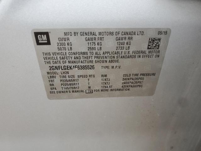 2GNFLGEK4F6385526 - 2015 CHEVROLET EQUINOX LT SILVER photo 12