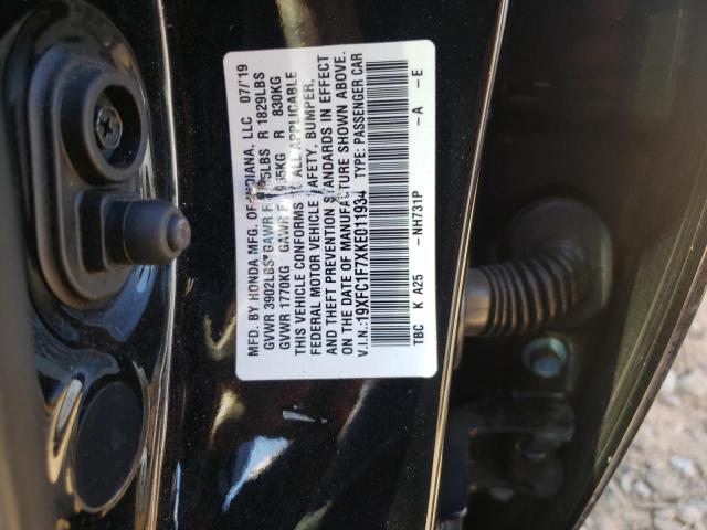 19XFC1F7XKE011934 - 2019 HONDA CIVIC EXL Qara foto 12