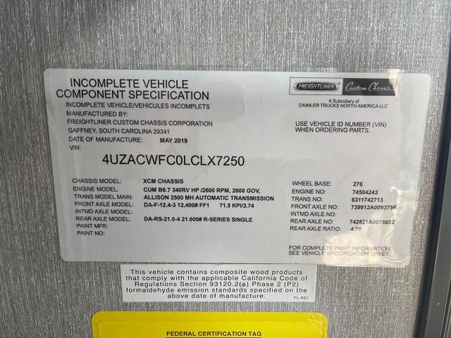 4UZACWFC0LCLX7250 - 2020 FREIGHTLINER CHASSIS XC ნაცრისფერი ფოტო 10