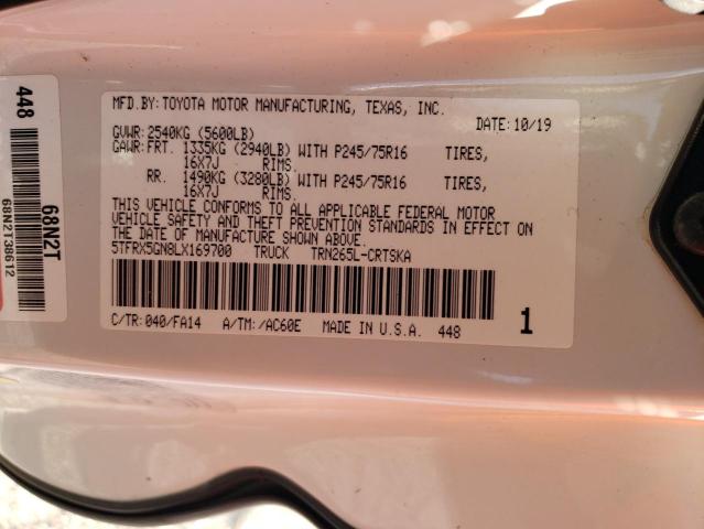 5TFRX5GN8LX169700 - 2020 TOYOTA TACOMA ACCESS CAB Ақ фото 12
