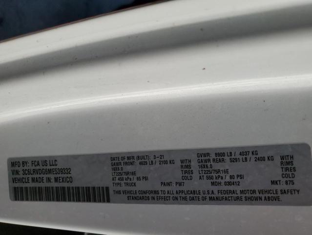 3C6LRVDG6ME539332 - 2021 RAM PROMASTER 2500 HIGH 白色 照片 13